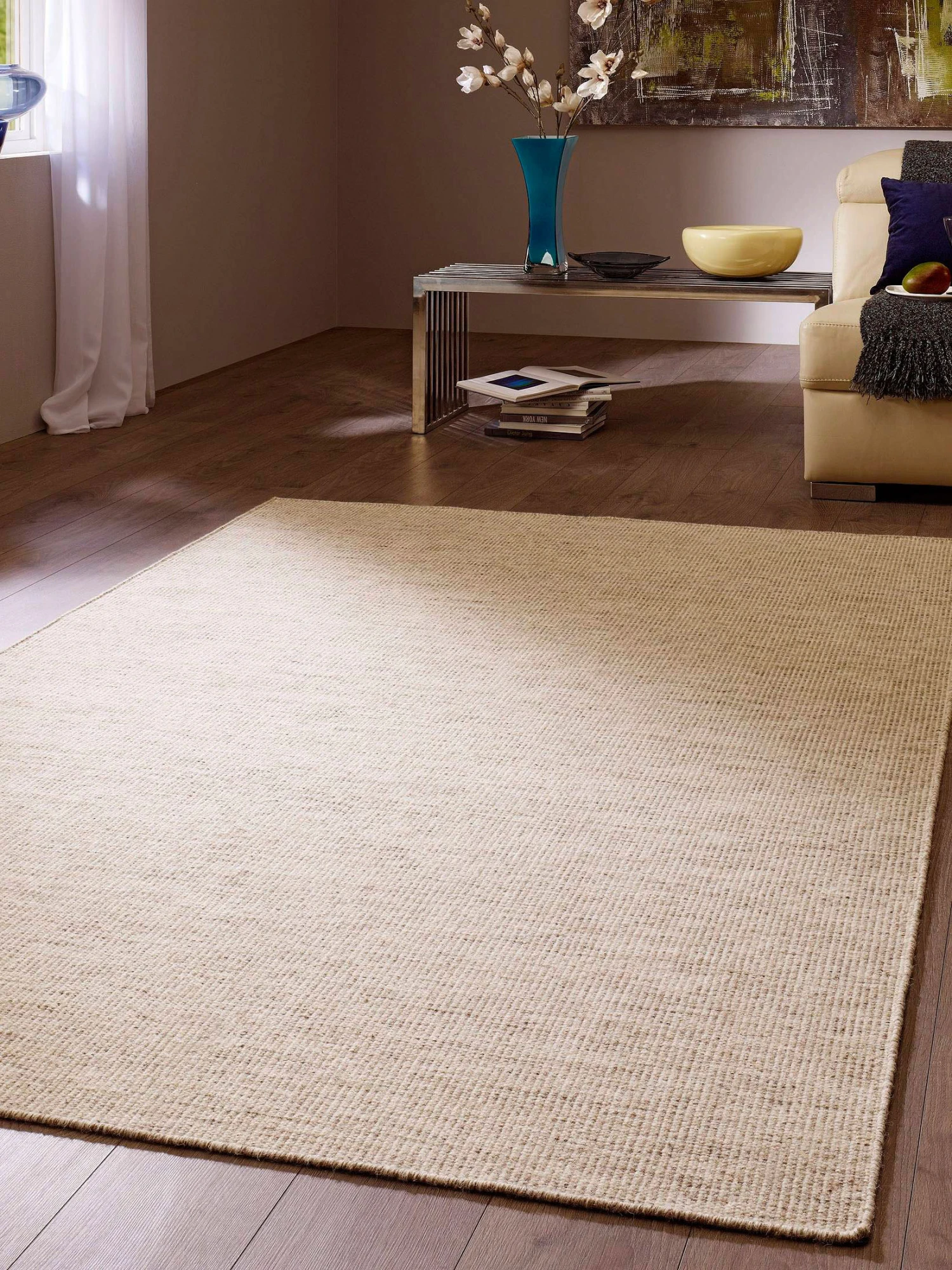 Woll-Teppich, Natur/Beige