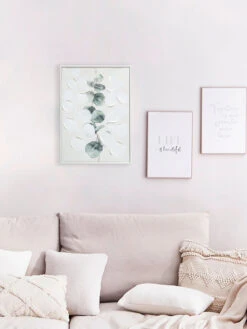 Leinwand-Druck-handbemalt, Hellgrün/Weiss