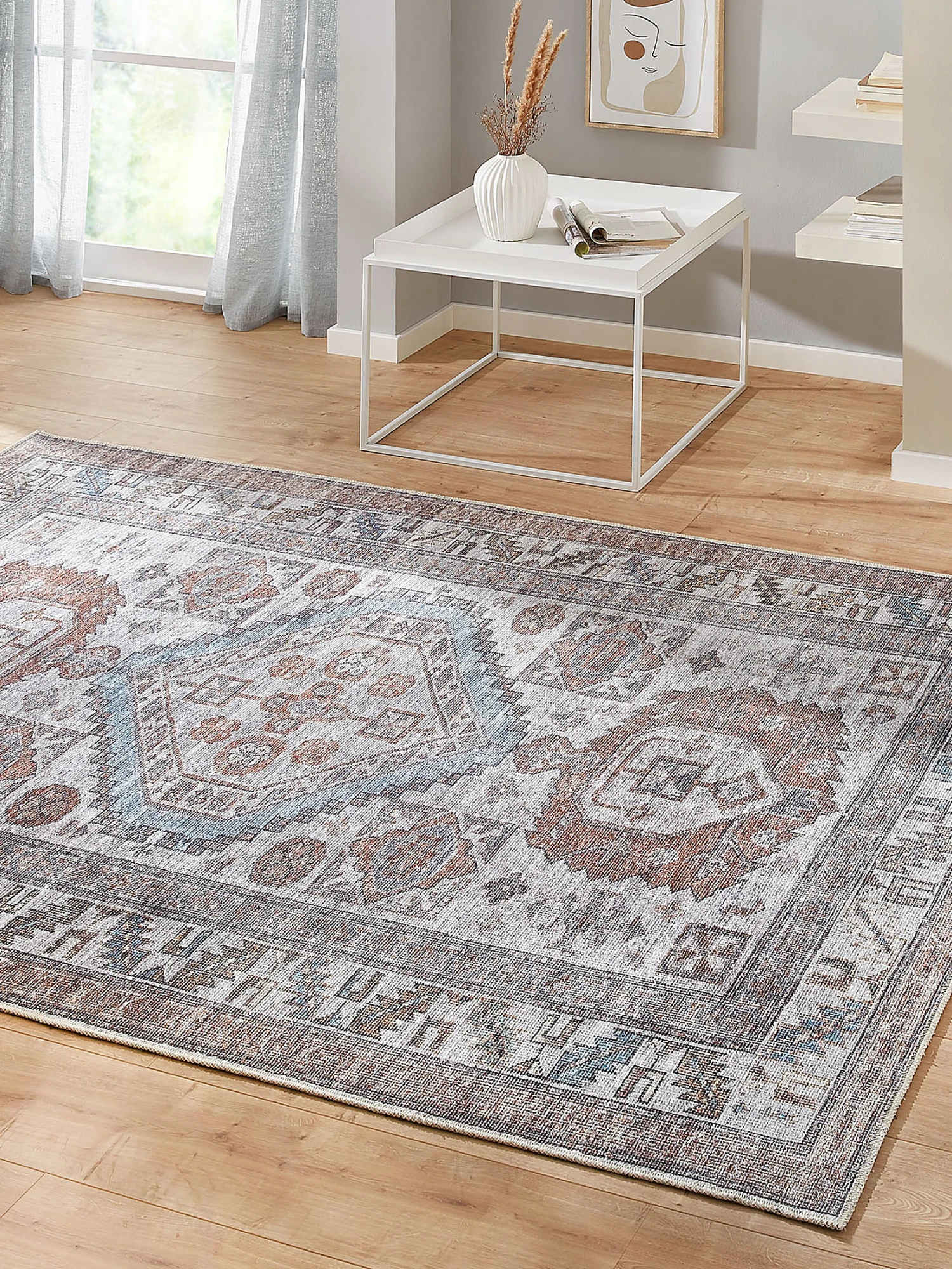 Vintage-Teppich, Blau