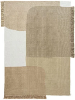 Flachgewebe-Teppich, Beige-Weiss