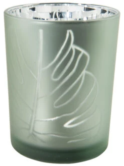 Teelichthalter, Hellblau/Silber