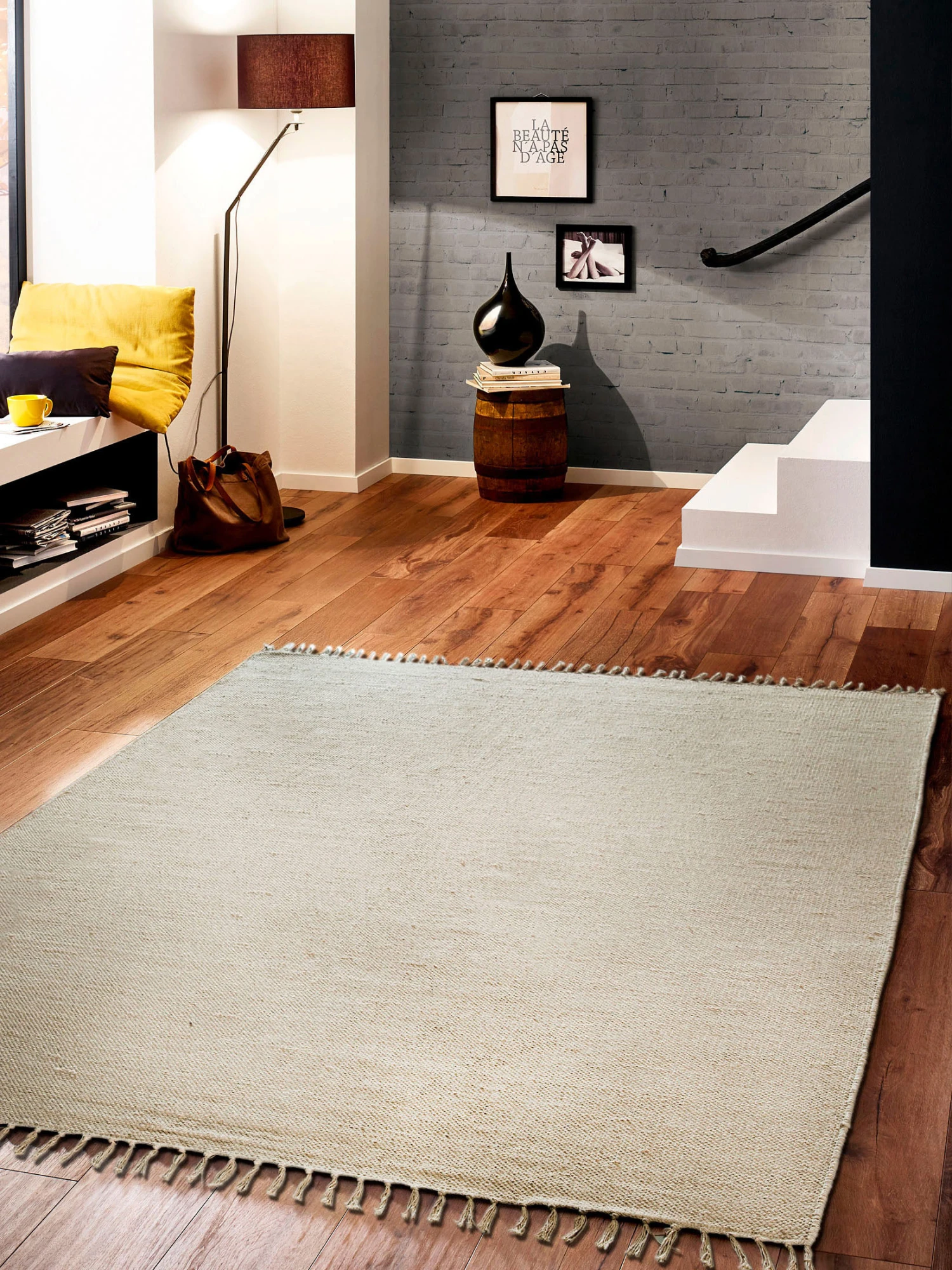 Baumwoll-Teppich, Beige