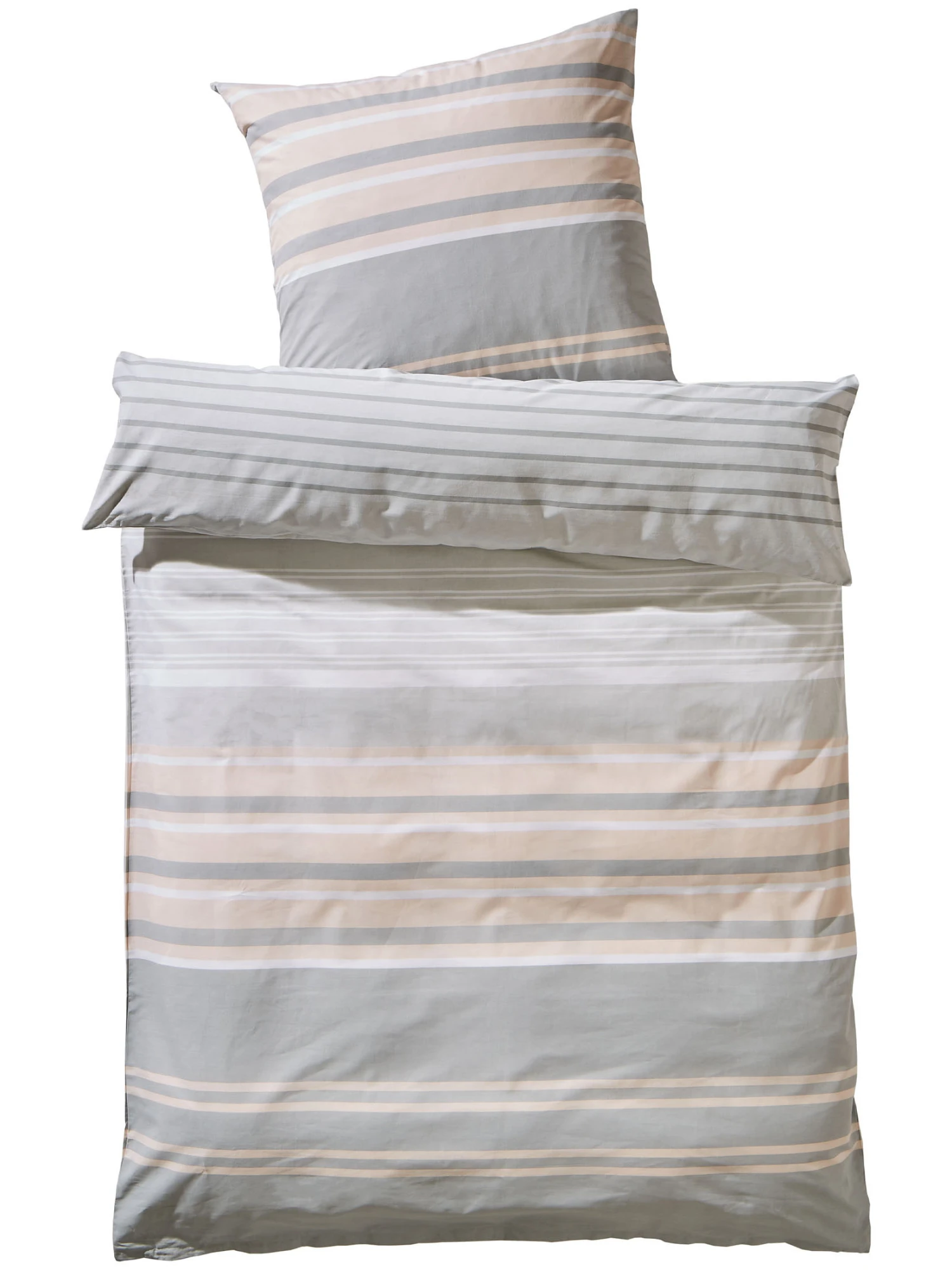 Renforcé-Bettwäsche, Grau/Rose – Bild 2