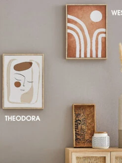 Leinwand-Druck-handbemalt, Beige/Weiss